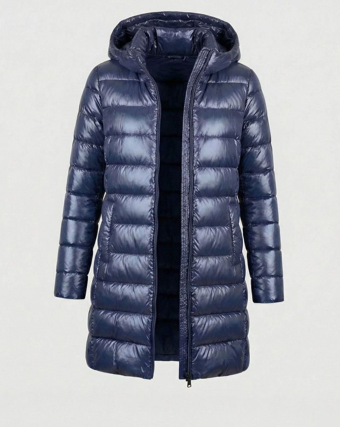 Winterjacke Damen Ultraleichte Slim-Fit Daunenjacke mit Kapuze - Blau
