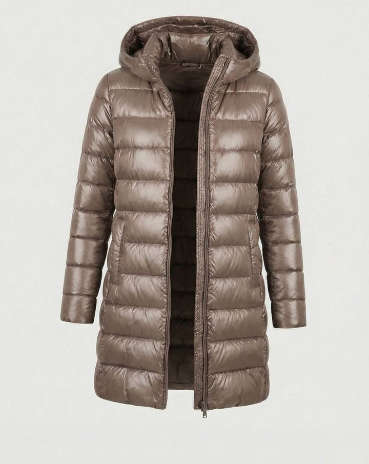 Winterjacke Damen Ultraleichte Slim-Fit Daunenjacke mit Kapuze - Khaki