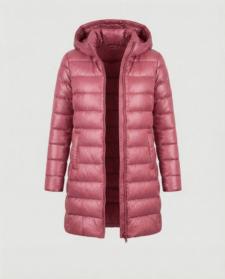 Winterjacke Damen Ultraleichte Slim-Fit Daunenjacke mit Kapuze - Rosa