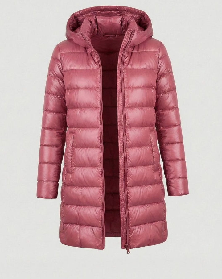 Winterjacke Damen Ultraleichte Slim-Fit Daunenjacke mit Kapuze - Rosa