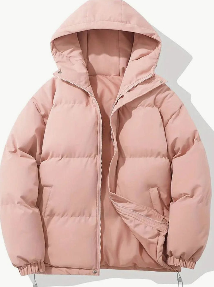 Winterjacke Damen Warme Gesteppte Puffer Stehkragen Outdoorjacke - Rosa