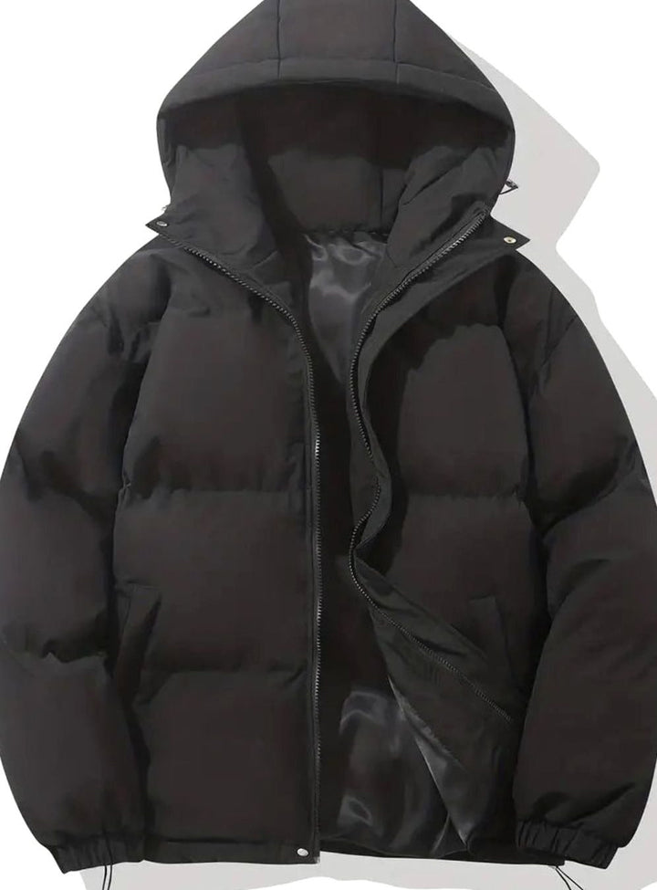 Winterjacke Damen Warme Gesteppte Puffer Stehkragen Outdoorjacke - Schwarz