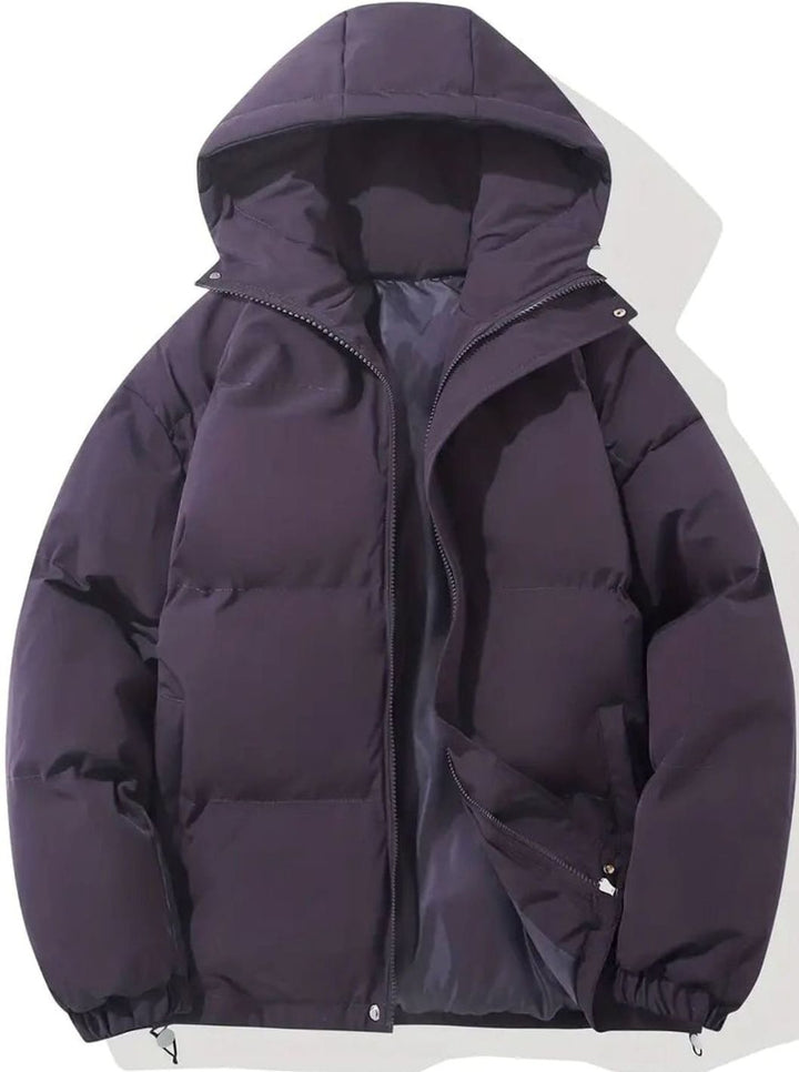 Winterjacke Damen Warme Gesteppte Puffer Stehkragen Outdoorjacke - Lila
