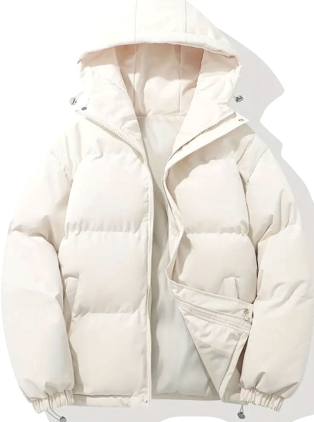 Winterjacke Damen Warme Gesteppte Puffer Stehkragen Outdoorjacke - Beige