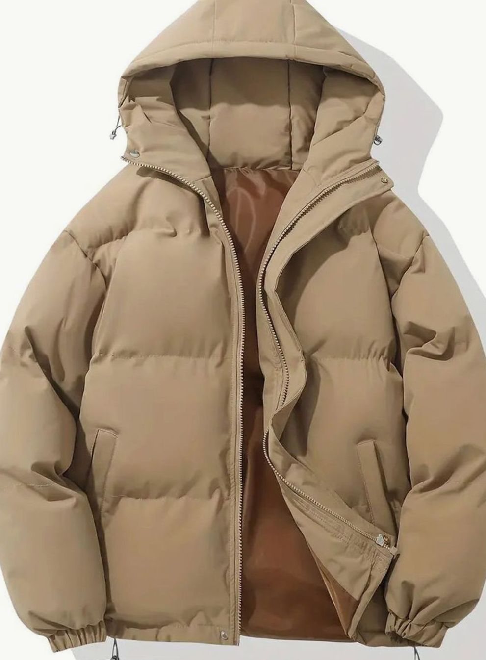 Winterjacke Damen Warme Gesteppte Puffer Stehkragen Outdoorjacke - Khaki