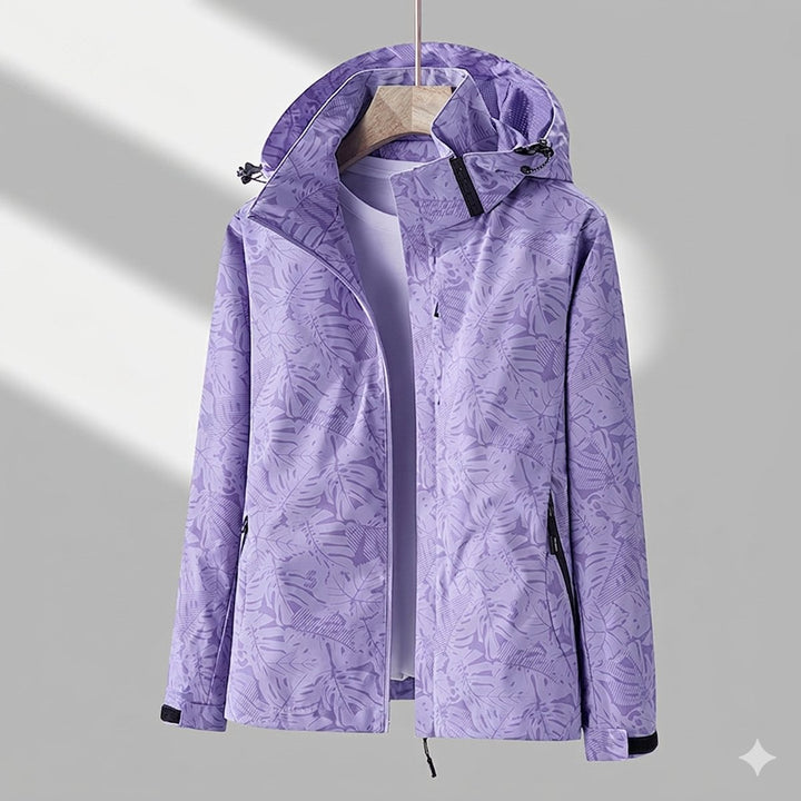 Winterjacke Damen Wasserdichte Gefütterte Outdoorjacke mit Kapuze - Lila