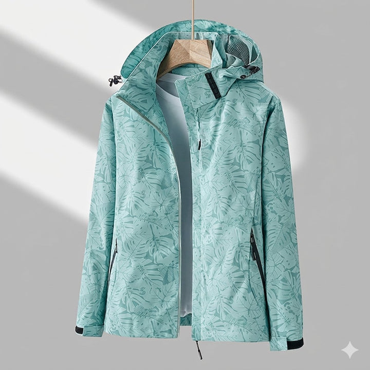 Winterjacke Damen Wasserdichte Gefütterte Outdoorjacke mit Kapuze - Grün