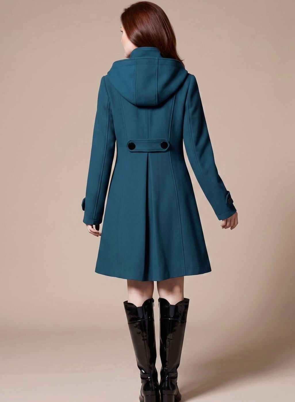 Wintermantel Damen Eleganter Mantel mit Seitentaschen - Schwarz