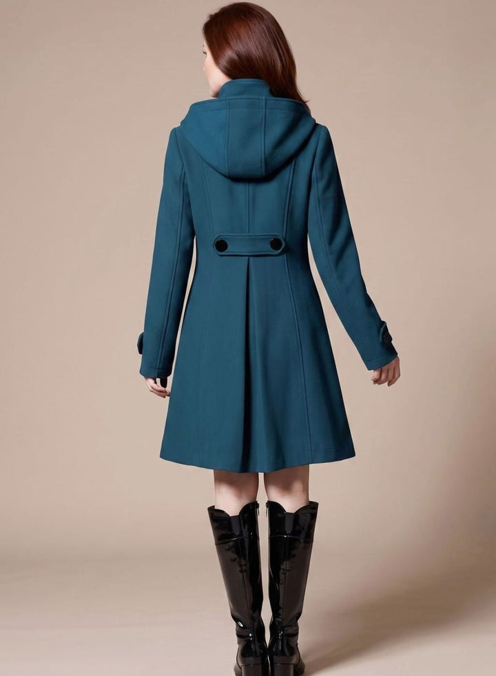 Wintermantel Damen Eleganter Mantel mit Seitentaschen - Schwarz