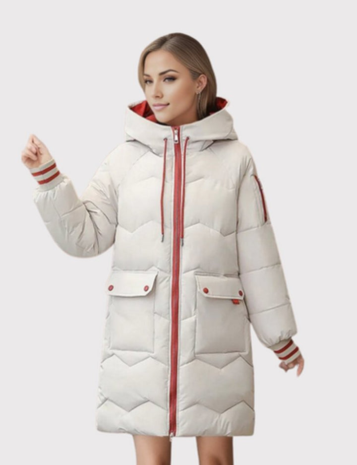 Wintermantel Damen Langer Gesteppter Parka mit Kapuze - Stil 2