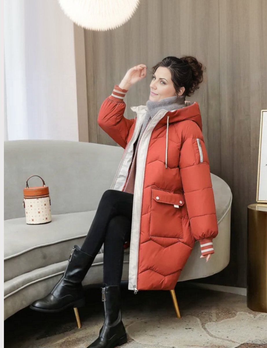 Wintermantel Damen Langer Gesteppter Parka mit Kapuze - Stil 4