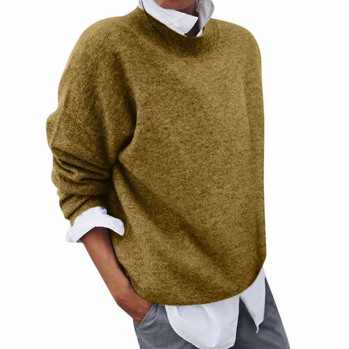 Wollpullover für Damen Oversized Rundhals Strickpullover - Gelb