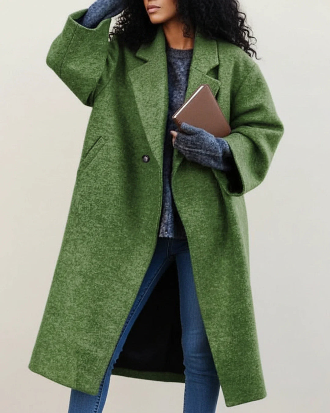 Sarah | Damen Bunter Langer Wintermantel aus Wolle