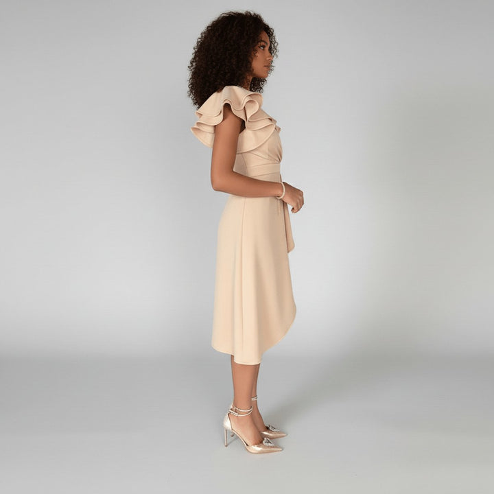 Women's Elegant Ruffle-Sleeve V-Neck Wrap Bride Dress