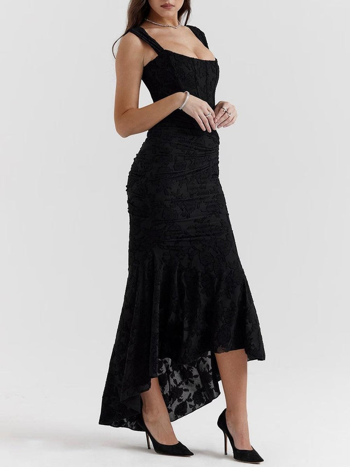 Women's Jacquard Lace Corset Bride Dress Ruched Mermaid Hem