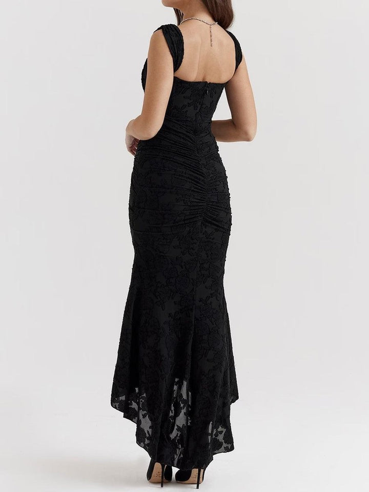Women's Jacquard Lace Corset Bride Dress Ruched Mermaid Hem