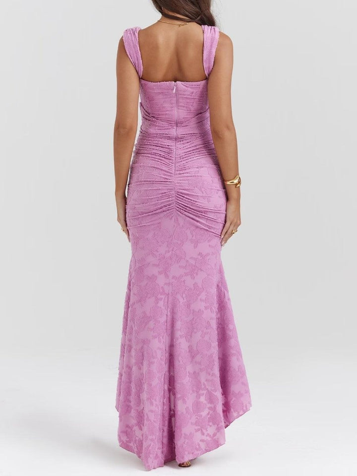 Women's Jacquard Lace Corset Bride Dress Ruched Mermaid Hem