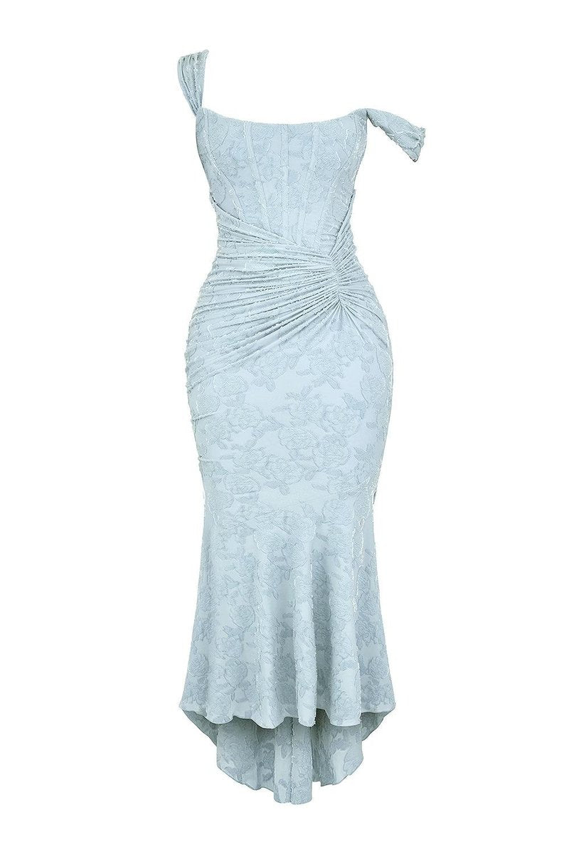 Women's Jacquard Lace Corset Bride Dress Ruched Mermaid Hem