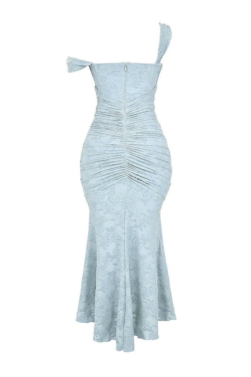 Women's Jacquard Lace Corset Bride Dress Ruched Mermaid Hem