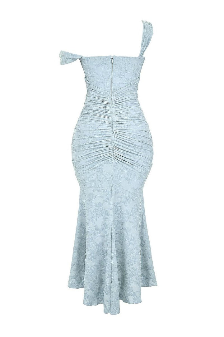 Women's Jacquard Lace Corset Bride Dress Ruched Mermaid Hem