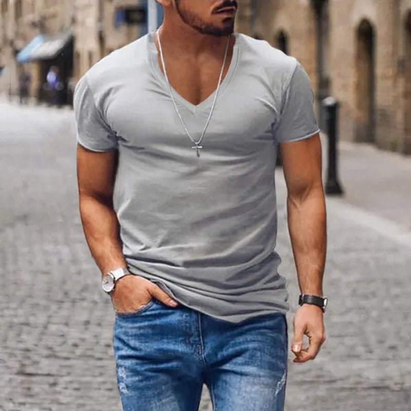 Alexander | Herren Tiefes V-Ausschnitt Freizeit T-Shirt