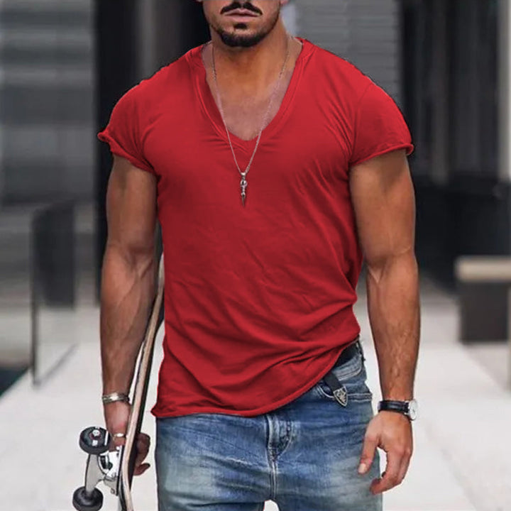 Alexander | Herren Tiefes V-Ausschnitt Freizeit T-Shirt