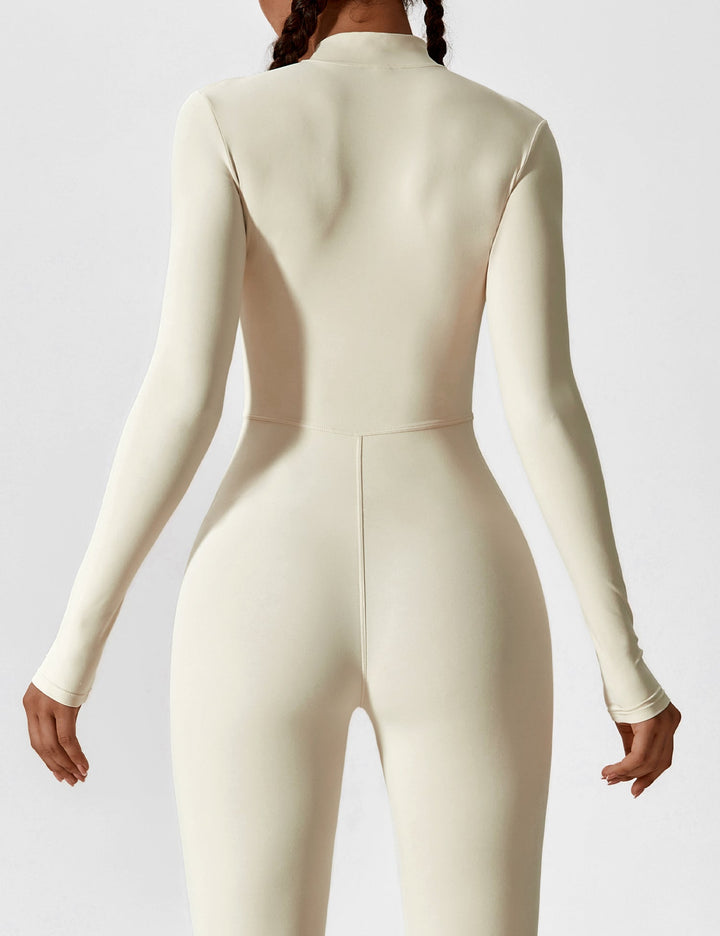 Carolin | Damen Frühlings Stretch Zip-Up Jumpsuit
