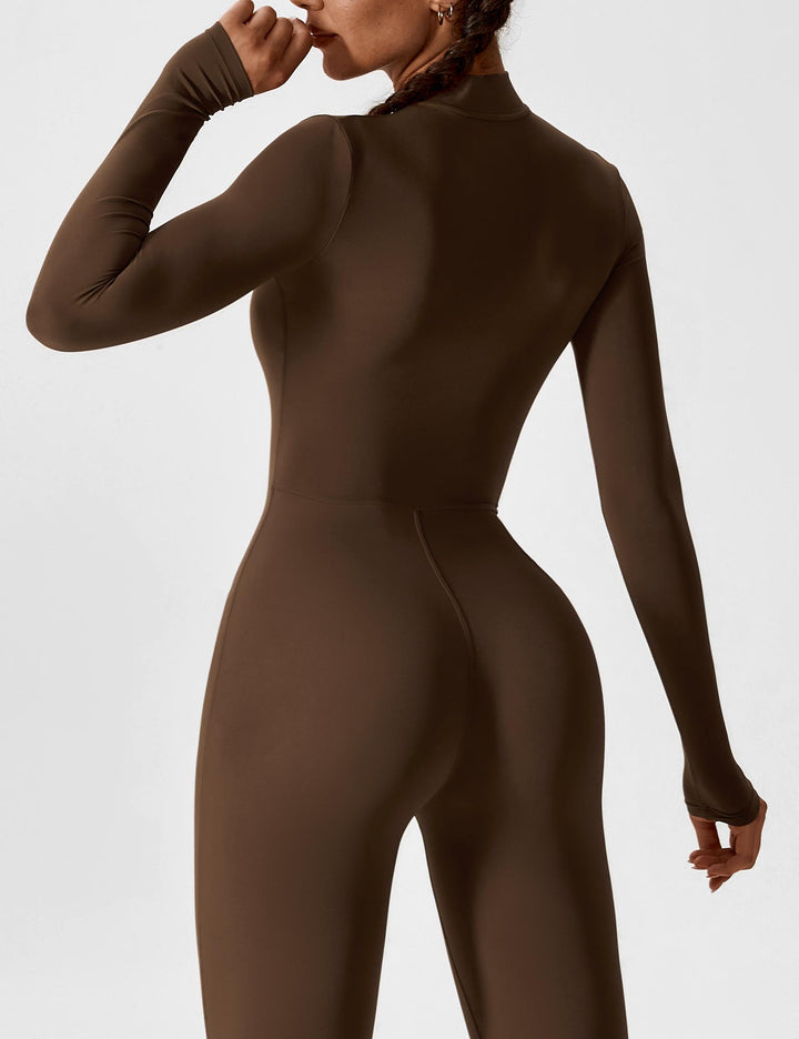 Carolin | Damen Frühlings Stretch Zip-Up Jumpsuit