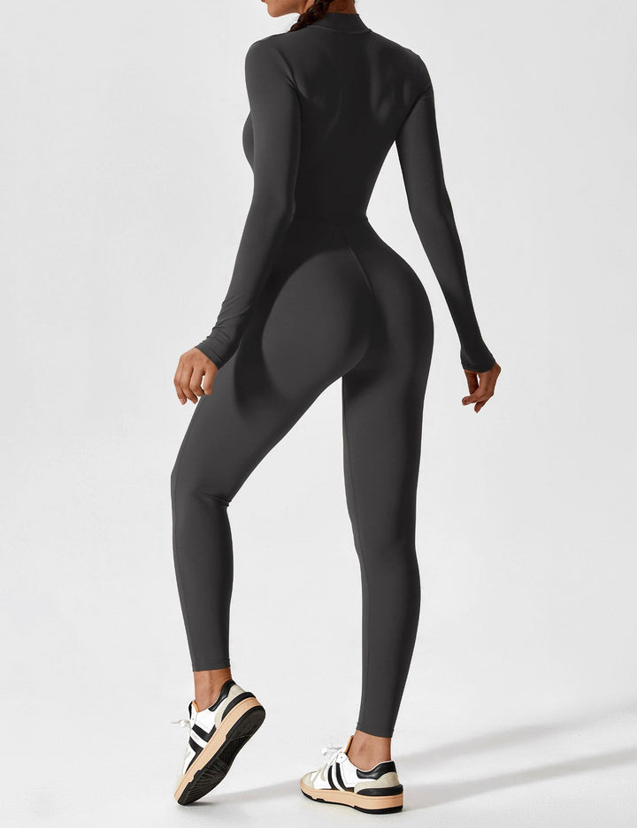 Carolin | Damen Frühlings Stretch Zip-Up Jumpsuit