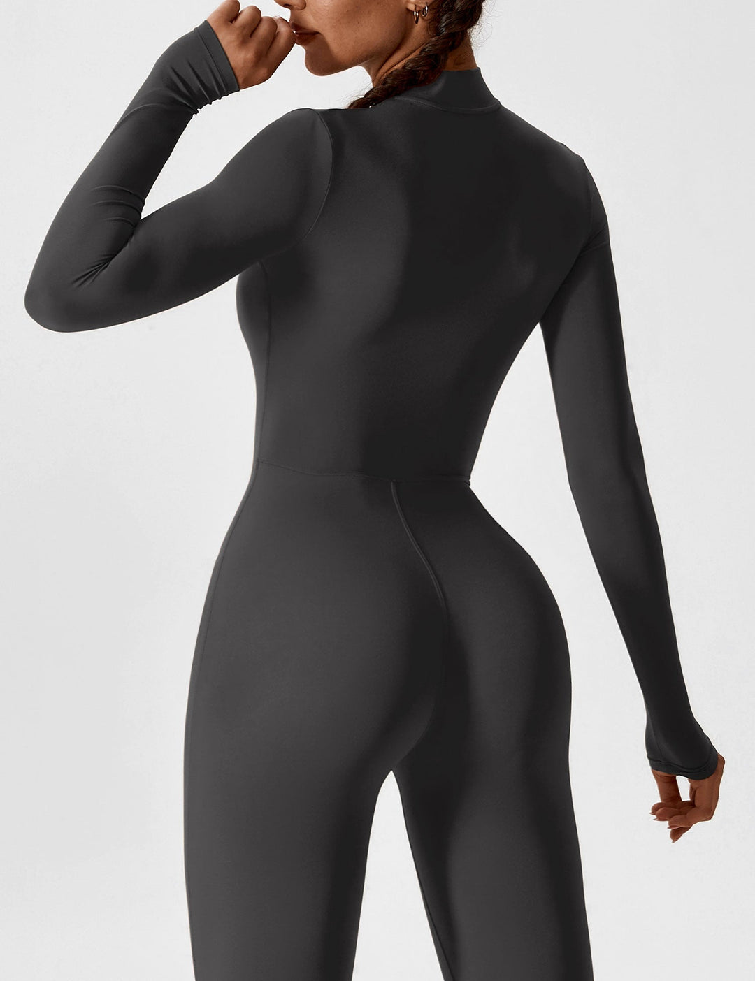 Carolin | Damen Frühlings Stretch Zip-Up Jumpsuit