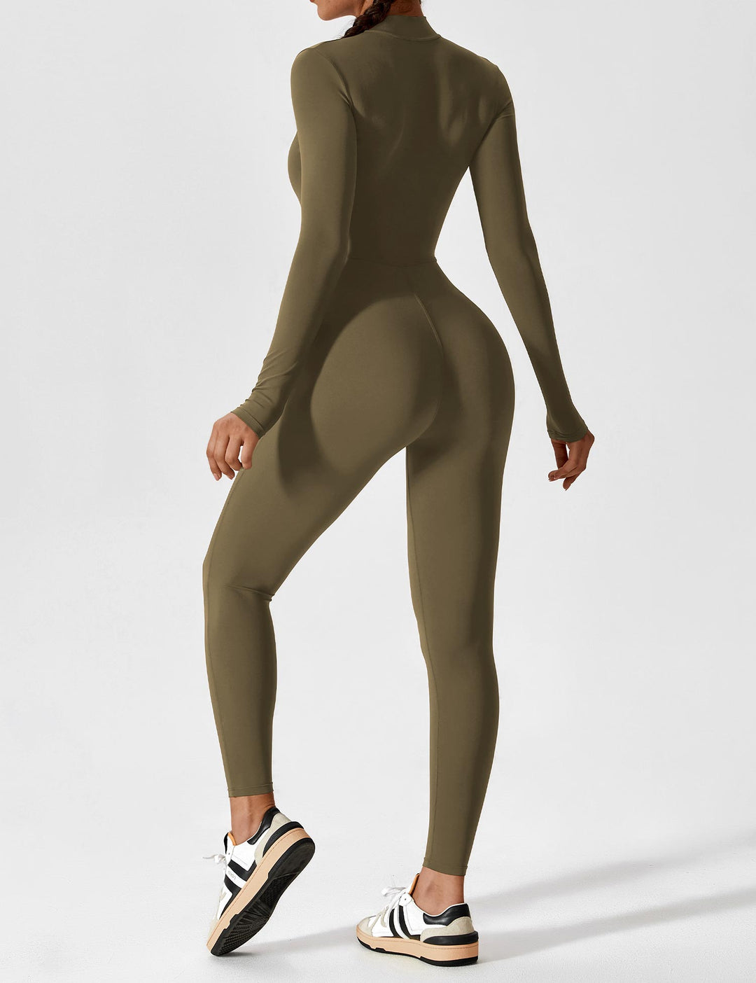Carolin | Damen Frühlings Stretch Zip-Up Jumpsuit