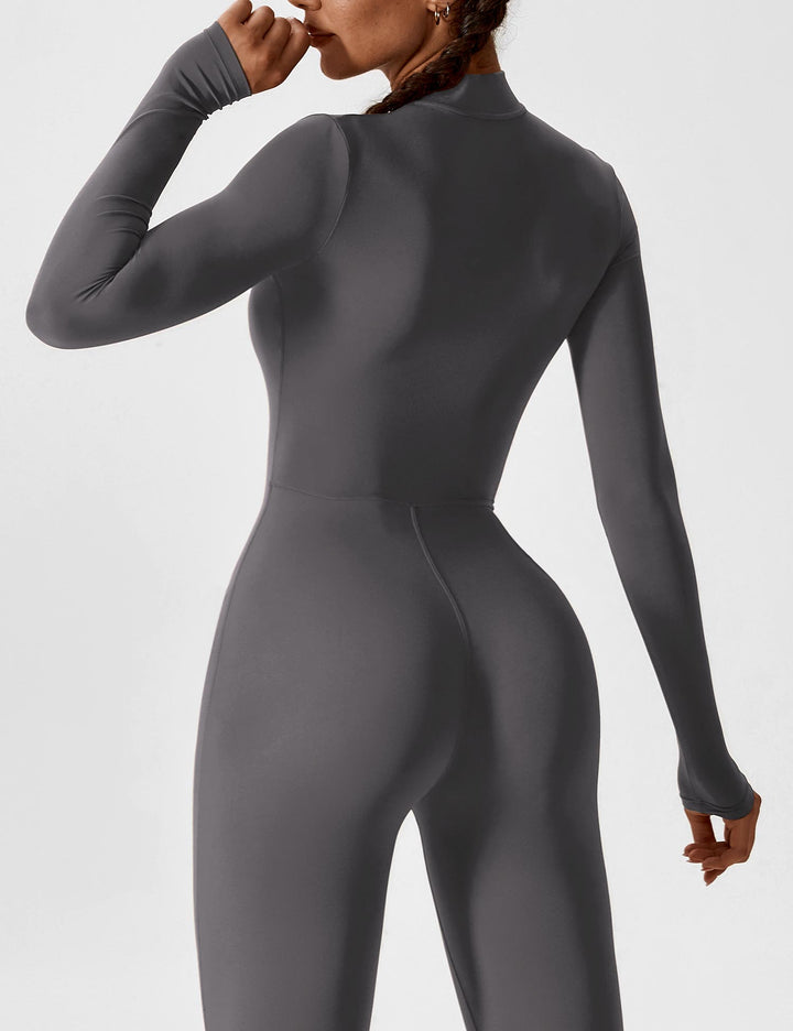 Carolin | Damen Frühlings Stretch Zip-Up Jumpsuit