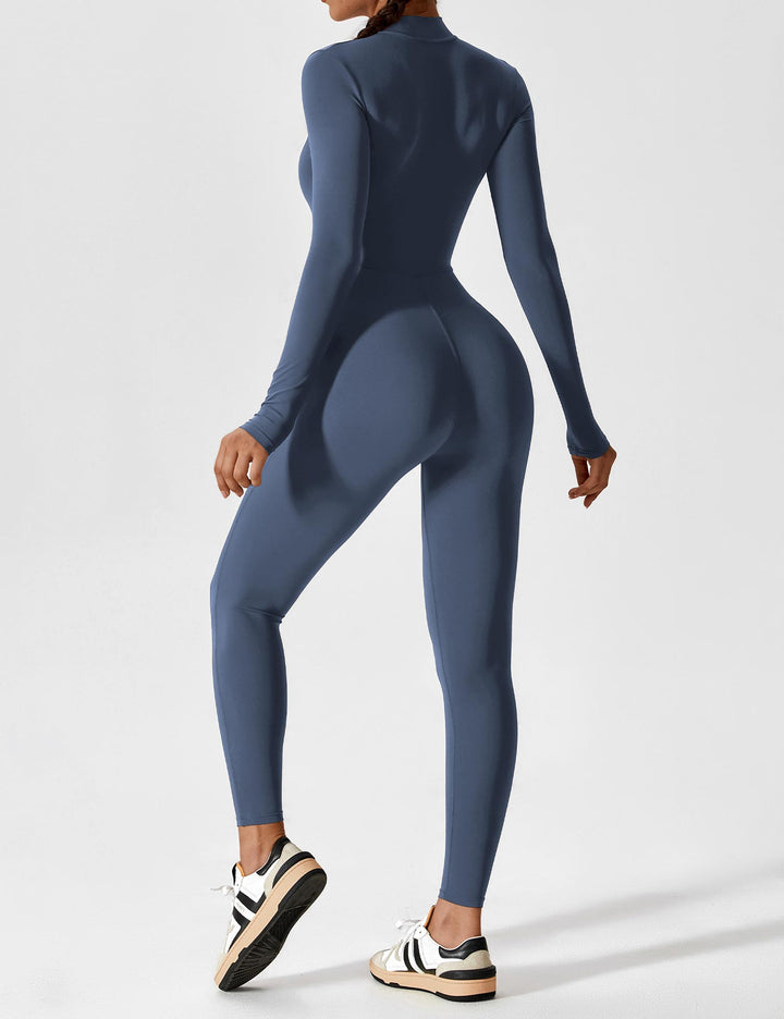 Carolin | Damen Frühlings Stretch Zip-Up Jumpsuit