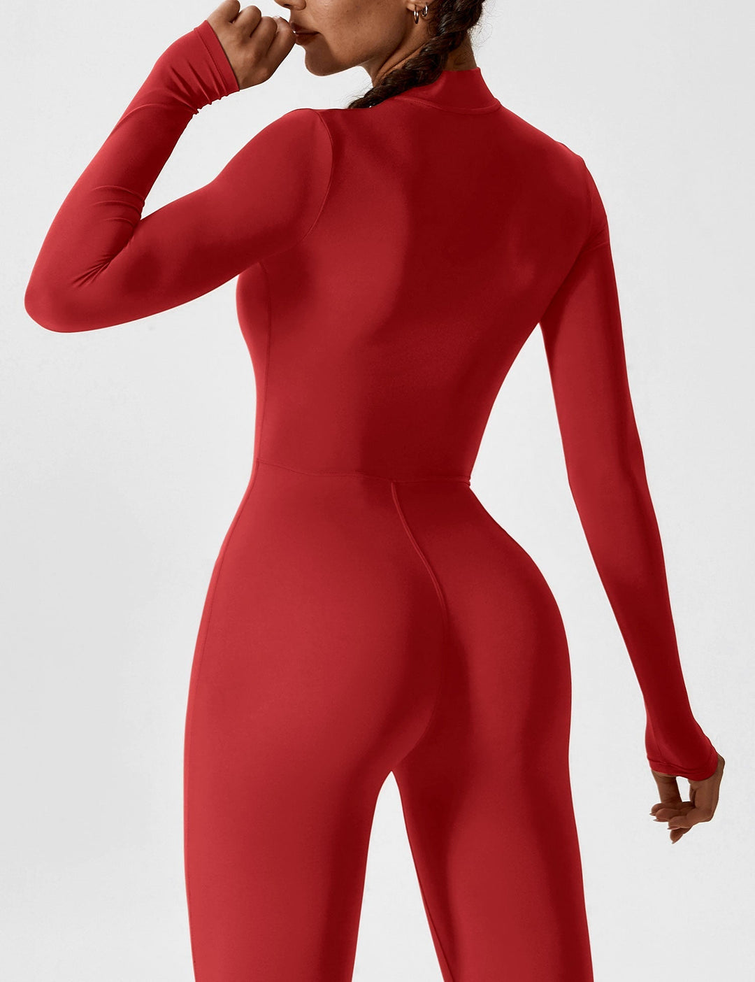 Carolin | Damen Frühlings Stretch Zip-Up Jumpsuit