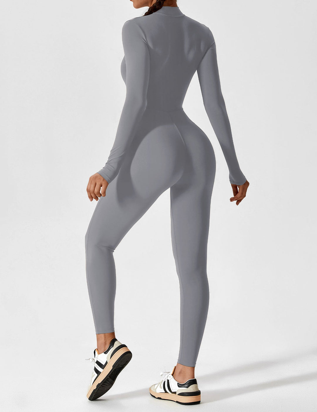 Carolin | Damen Frühlings Stretch Zip-Up Jumpsuit