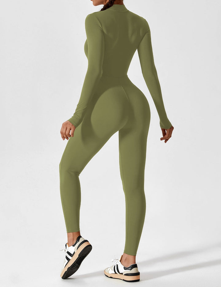 Carolin | Damen Frühlings Stretch Zip-Up Jumpsuit