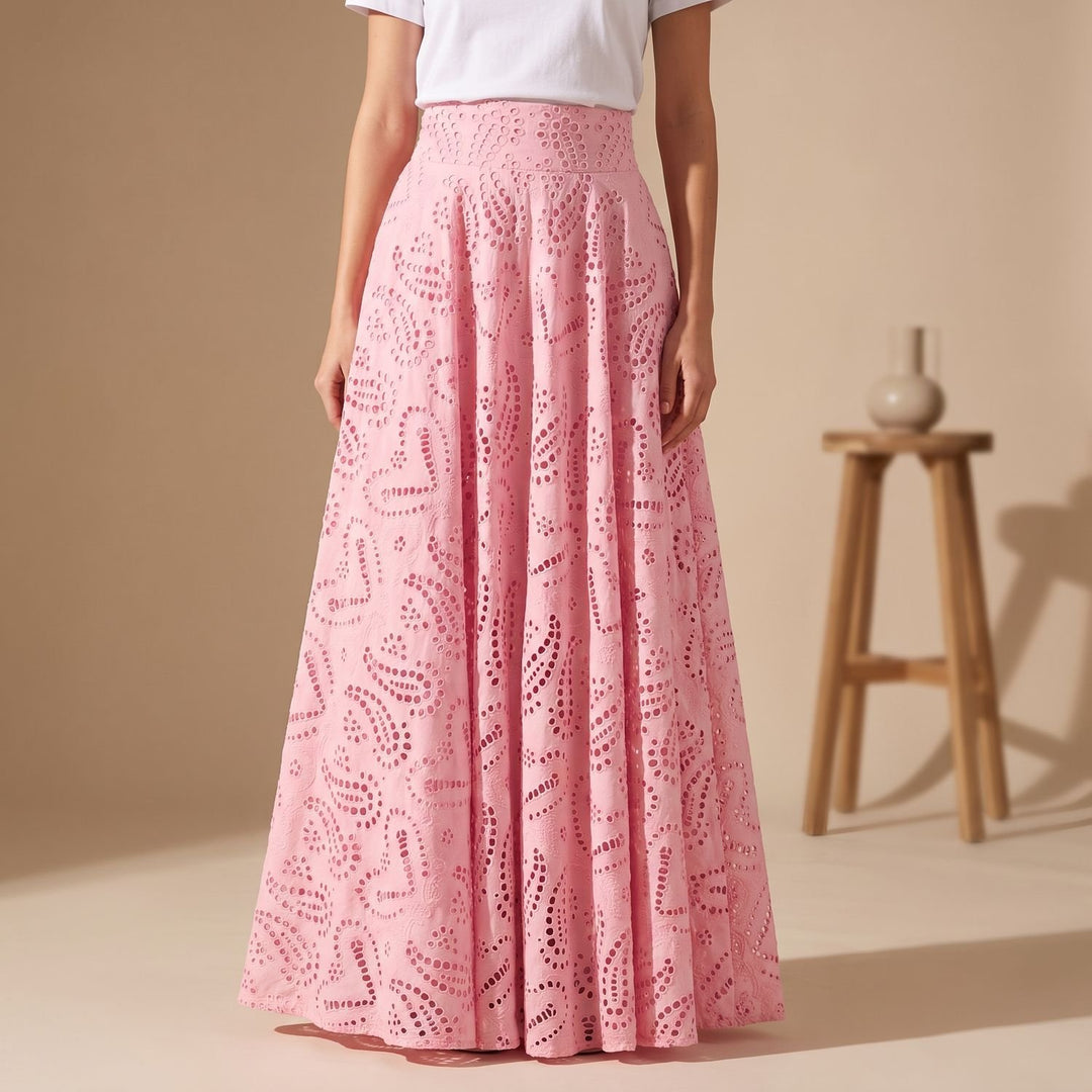 Zweiteiler Damen Elegant Besticktes Crop-Top Maxi-Rock Set